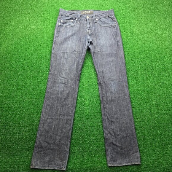 Rock & Republic Jeans Mens 33x34 Blue Denim Straight Leg Dark Wash Button Fly - Picture 1 of 14